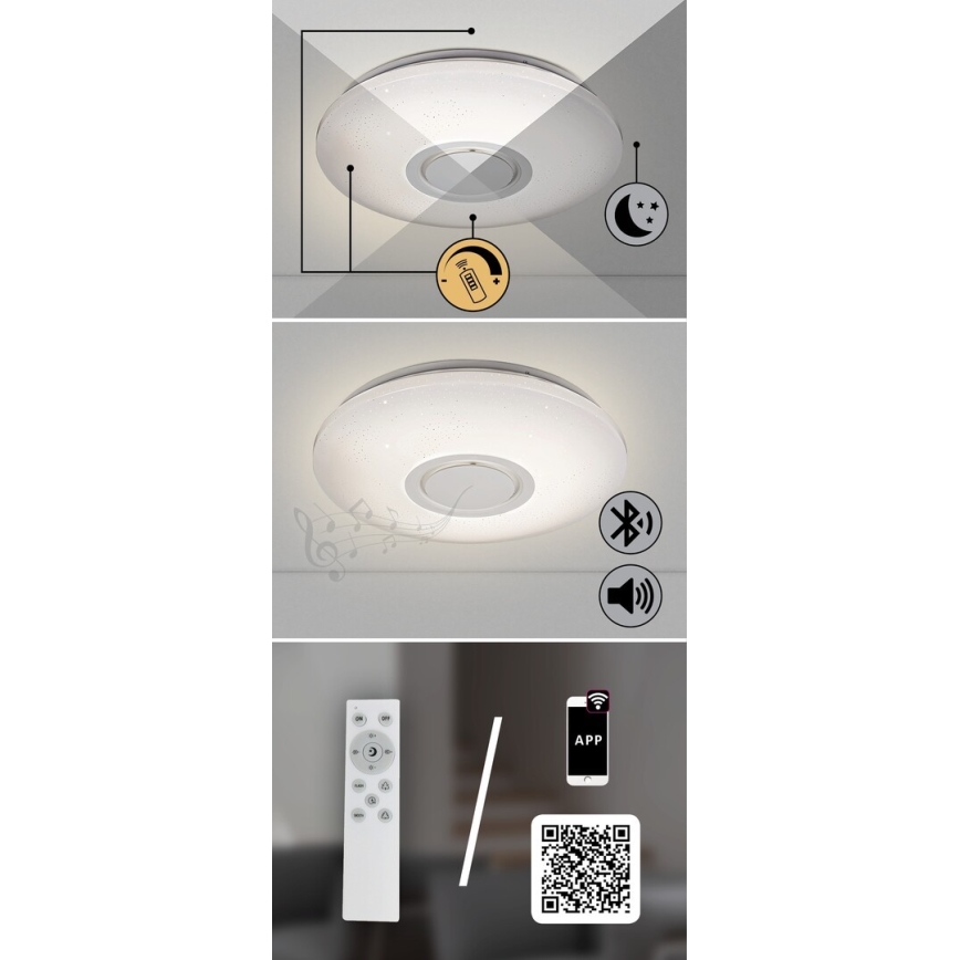 Rabalux - LED RGB prigušiva plafonska svetiljka sa zvučnikom LED/24W/230V Wi-Fi Tuya + daljinski upravljač, prečnik 40 cm