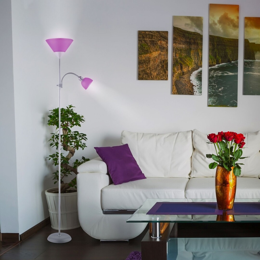 Rabalux - Podna lampa 1xE27/100W+E14/25W mat hrom/ljubičasta