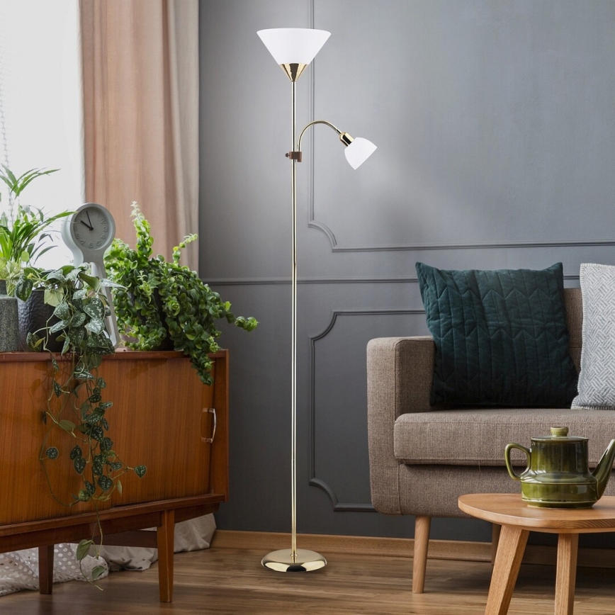 Rabalux - stajaća lampa 1xE27/100W+E14/25W zlatna/bela