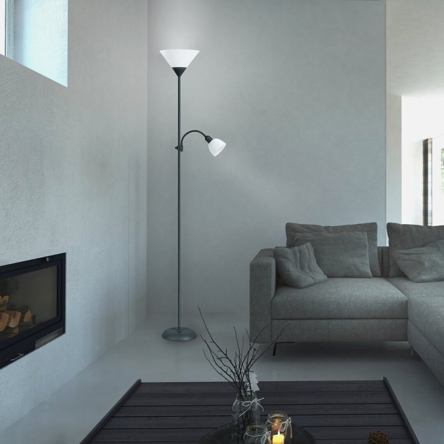 Rabalux - Podna lampa 1xE27/100W+E14/25W crna/bela