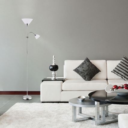 Rabalux - Stojeća lampa ACTION 1xE27/100W/230V + 1xE14/25W mat hrom/bela