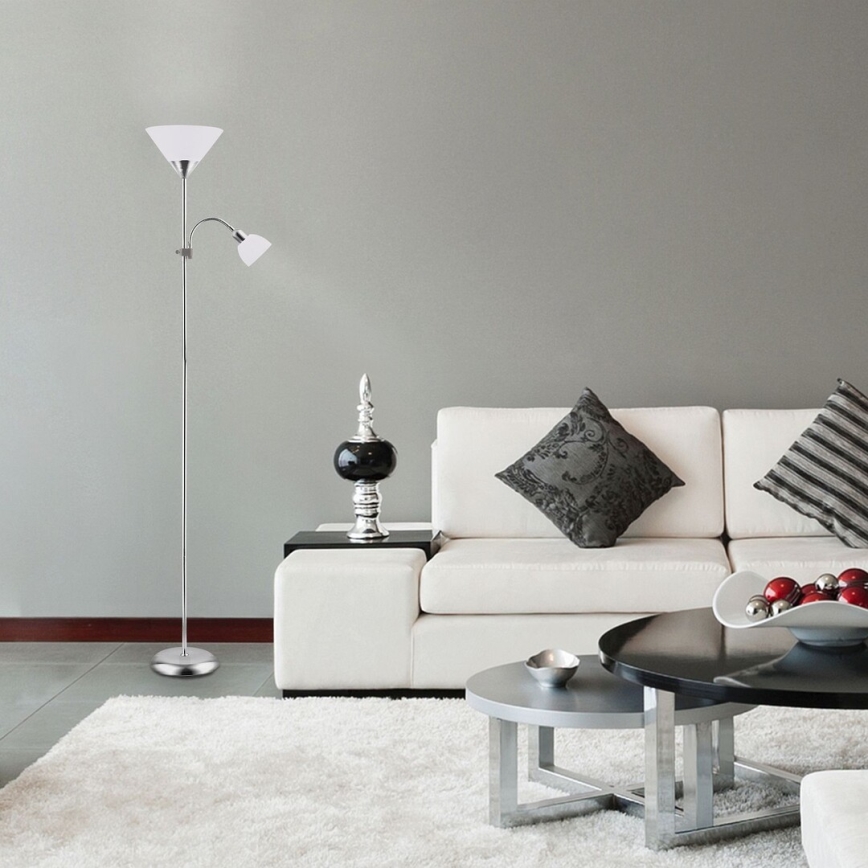 Rabalux - Stojeća lampa ACTION 1xE27/100W/230V + 1xE14/25W mat hrom/bela