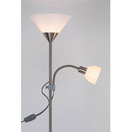 Rabalux - Stojeća lampa ACTION 1xE27/100W/230V + 1xE14/25W mat hrom/bela