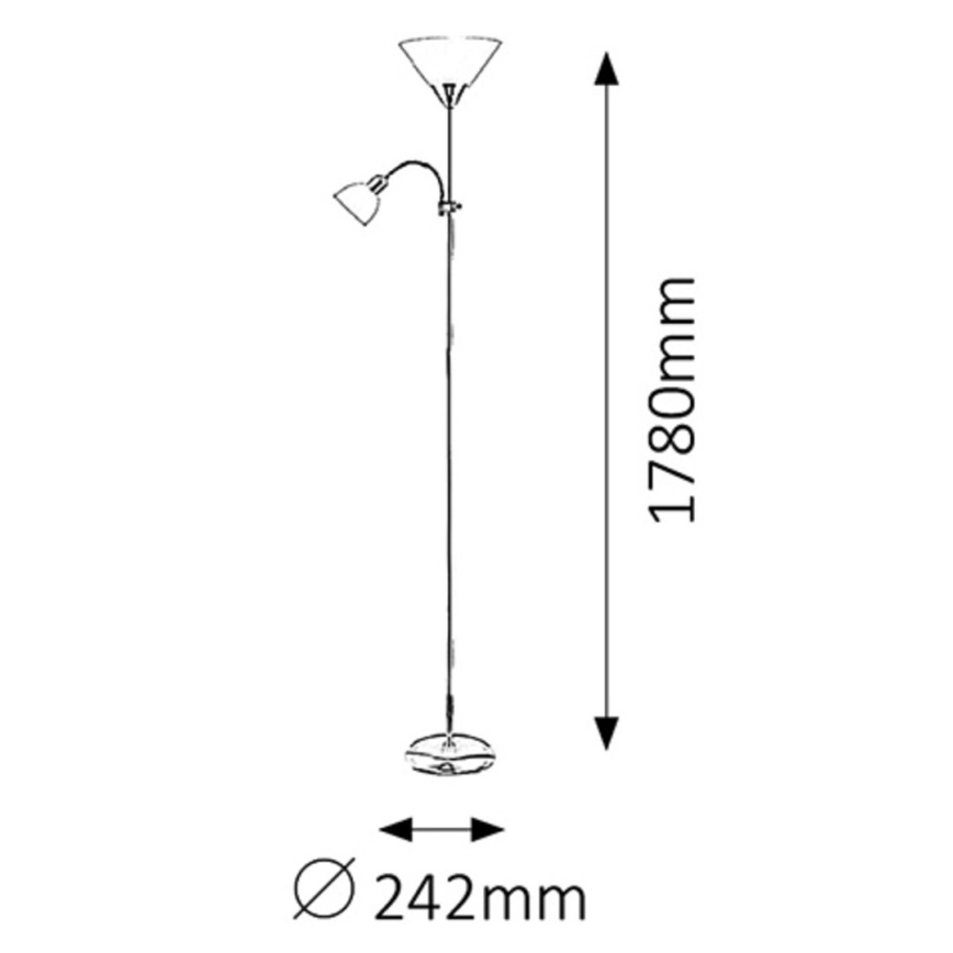 Rabalux - Stojeća lampa ACTION 1xE27/100W/230V + 1xE14/25W mat hrom/bela