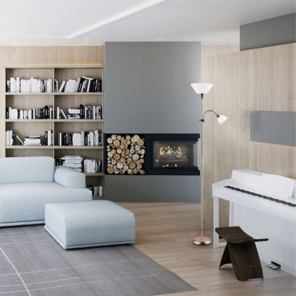 Rabalux - Podna lampa 1xE27/100W+E14/25W bronzana/bela