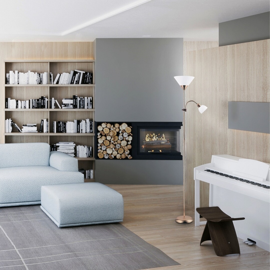 Rabalux - Podna lampa 1xE27/100W+E14/25W bronzana/bela