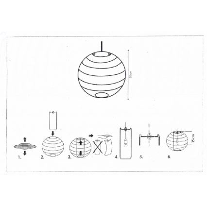 Rabalux 4894 - Abažur za luster RICE, beli, E27, prečnik 30 cm