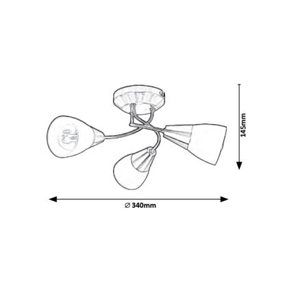 Rabalux - Plafonska svetiljka 3x E14/40W/230V, prečnik 34 cm
