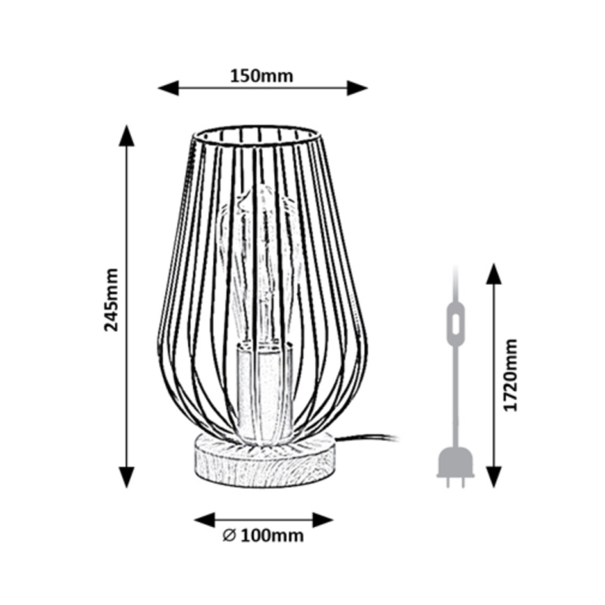 Rabalux - Stona lampa 1xE27/40W/230V crna