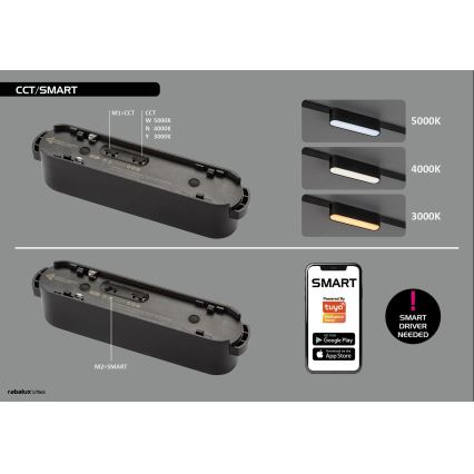Rabalux - LED prigušiva stropna svetiljka za jednofazni šinski sistem LED/4W/24V 2700-5500K Wi-Fi Tuya 11,5 cm crna