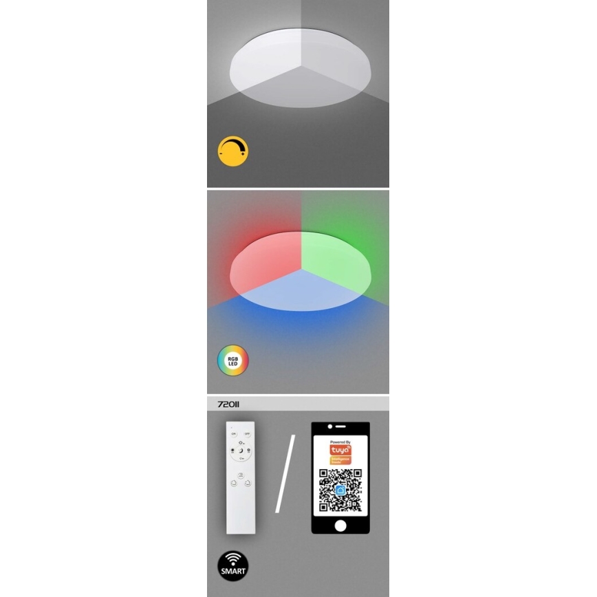 Rabalux - LED RGB prigušiva plafonska svetiljka LED/48W/230V Wi-Fi Tuya 3000-6500K 50 cm