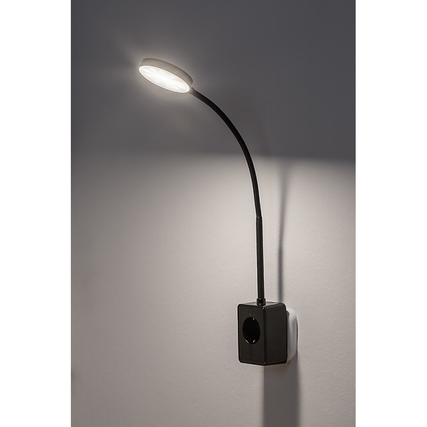 Rabalux - prigušiva LED zidna lampa LED/4W/230V sa USB portom za utičnicu 3000/4000/6000K crna