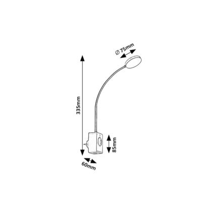 Rabalux - prigušiva LED zidna lampa LED/4W/230V sa USB portom za utičnicu 3000/4000/6000K crna