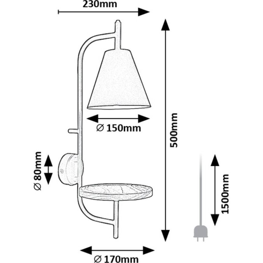 Rabalux - Zidna lampa sa policom 1xE27/15W/230V bukva