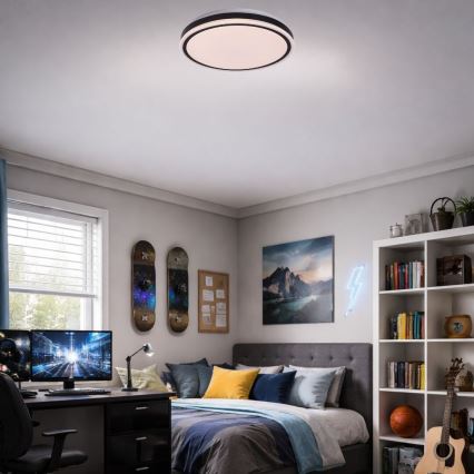 Rabalux - LED prigušiva plafonska lampa LED/20W/230V 3000-6500K prečnik 38,5 cm crna + daljinski upravljač