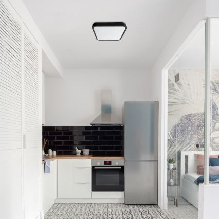 Rabalux - LED prigušiva stropna svetiljka za kupatilo LED/36W/230V 3000-6000K IP44 42x42 cm crna + daljinski upravljač