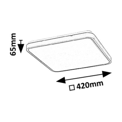 Rabalux - LED prigušiva stropna svetiljka za kupatilo LED/36W/230V 3000-6000K IP44 42x42 cm crna + daljinski upravljač