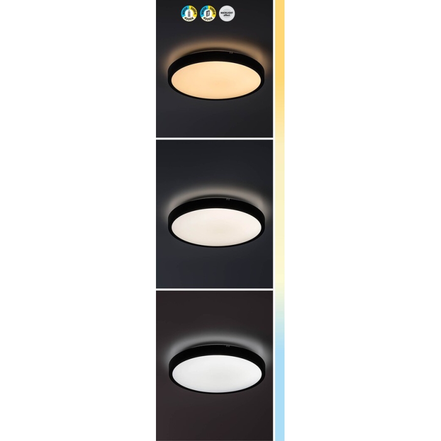 Rabalux - kupatilsko plafonsko LED svetlo, prigušiva, LED/36W/230V 3000-6000K IP44 prečnik 42 cm crna + daljinski upravljač