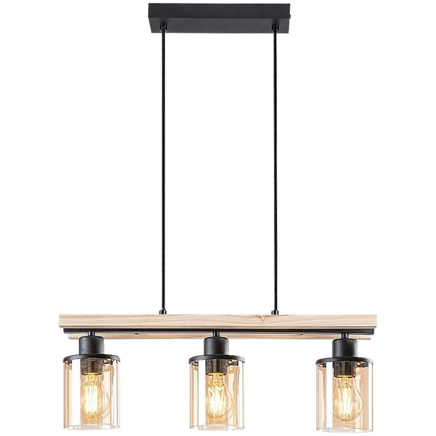 Rabalux - Luster na sajli 3xE27/25W/230V borovina