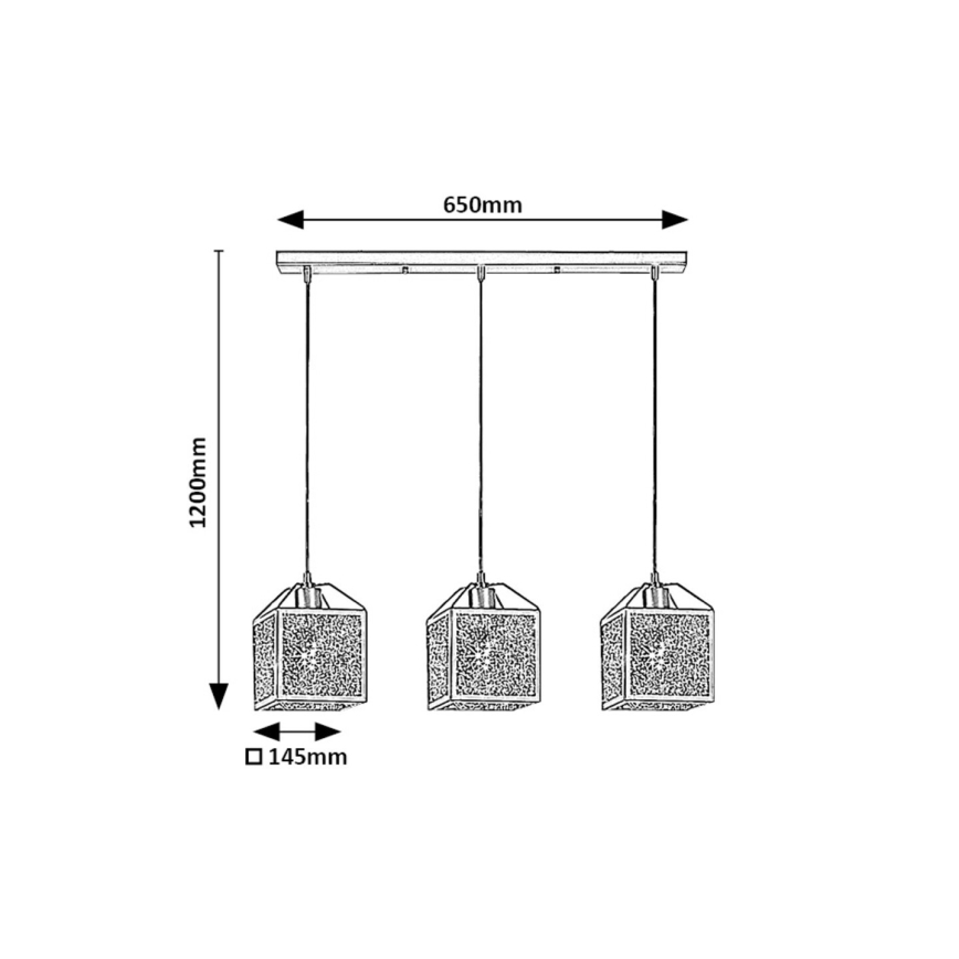 Rabalux - luster na sajli 3xE27/40W/230V crni