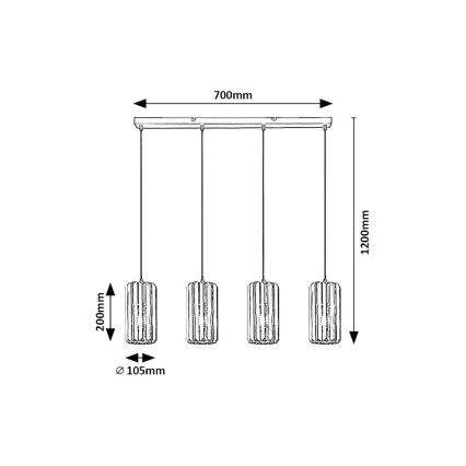 Rabalux - Luster na sajli 4xE27/40W/230V