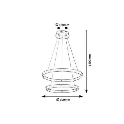Rabalux - LED prigušiva luster na sajli LED/45W/230V 3000-6500K + daljinski upravljač