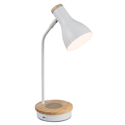Rabalux - Stona lampa sa prigušiva na dodir i bežičnim punjenjem 1xE14/25W/230V kaučukovac