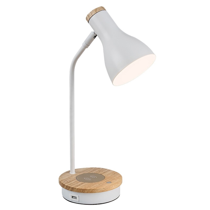Rabalux - Stona lampa sa prigušiva na dodir i bežičnim punjenjem 1xE14/25W/230V kaučukovac