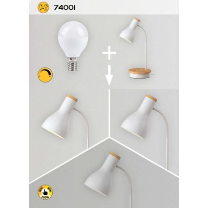 Rabalux - Stona lampa sa prigušiva na dodir i bežičnim punjenjem 1xE14/25W/230V kaučukovac