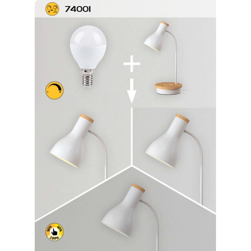 Rabalux - Stona lampa sa prigušiva na dodir i bežičnim punjenjem 1xE14/25W/230V kaučukovac
