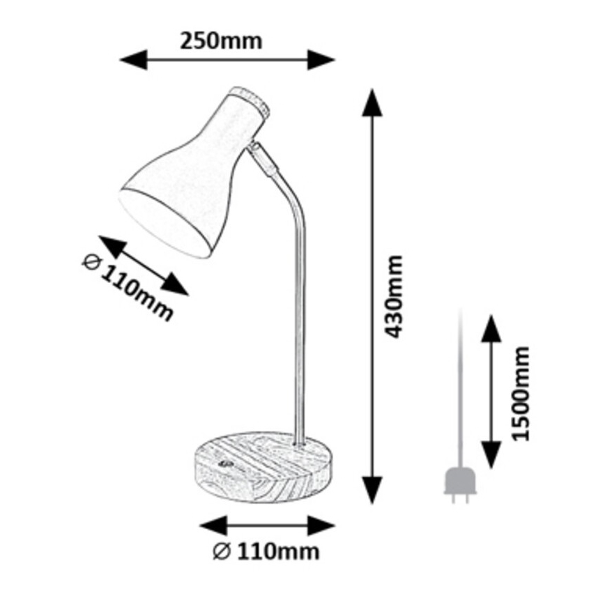 Rabalux - Stona lampa 1xE14/25W/230V od kaučukovog drveta