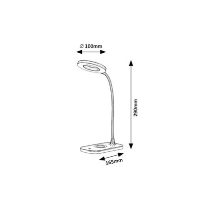 Rabalux - LED prigušiva dodirna stona lampa sa bežičnim punjenjem LED/5W/5V 2700-6000K crna