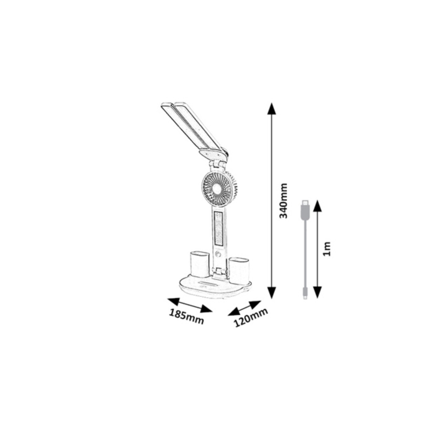 Rabalux - prigušiva LED stona lampa sa ventilatorom i LED displejem/7W/5V 3000/4000/6500K
