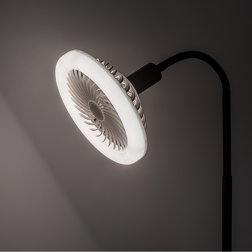 Rabalux - LED prigušiva stojeća lampa sa ventilatorom, prečnika 30 cm, 1xE27/16W/230V, 3000-6500K + daljinski upravljač