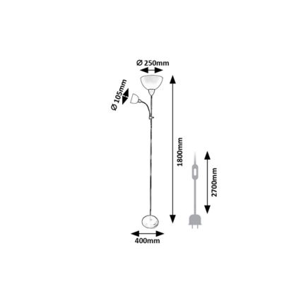Rabalux - Podna lampa 1xE27/60W/230V + 1xE14/25W crna