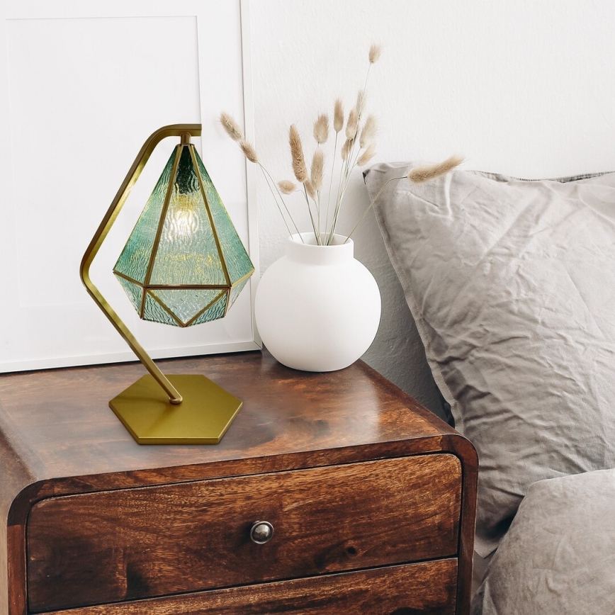 Rabalux - Tiffany vitražna stona lampa 1xE14/40W/230V zlatna/plava