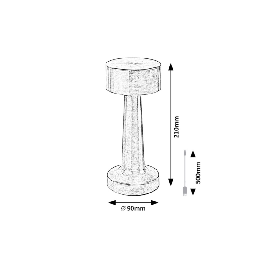Rabalux - punjiva dodirna stona LED lampa LED/2,7W/5V 1200mAh 3000/4000/6000K mat hrom