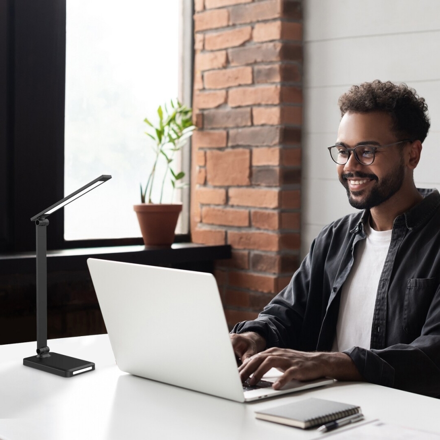 Rabalux 74213 - LED prigušiva fleksibilna stona lampa sa bežičnim QI punjenjem i USB LED/5W/5V 3000-6500K