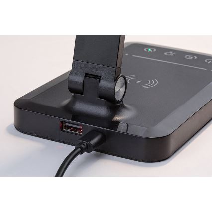 Rabalux 74213 - LED prigušiva fleksibilna stona lampa sa bežičnim QI punjenjem i USB LED/5W/5V 3000-6500K