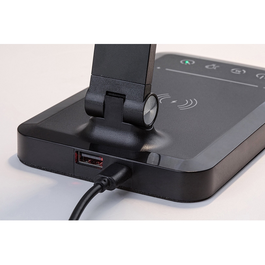 Rabalux 74213 - LED prigušiva fleksibilna stona lampa sa bežičnim QI punjenjem i USB LED/5W/5V 3000-6500K