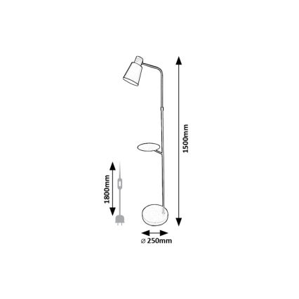 Rabalux - Podna lampa sa policom 1xE27/40W/230V crna