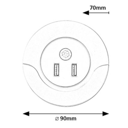 Rabalux - LED noćno svetlo za utičnicu sa senzorom 2xUSB LED/13,9W/230V 3000K