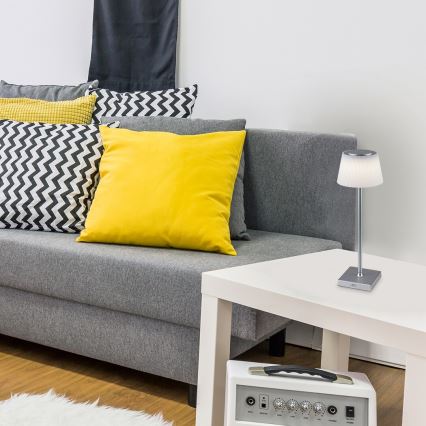 Rabalux - LED prigušiva punjiva stona lampa LED/4W/3,7V 1800 mAh 3000-5000K IP44 srebrna