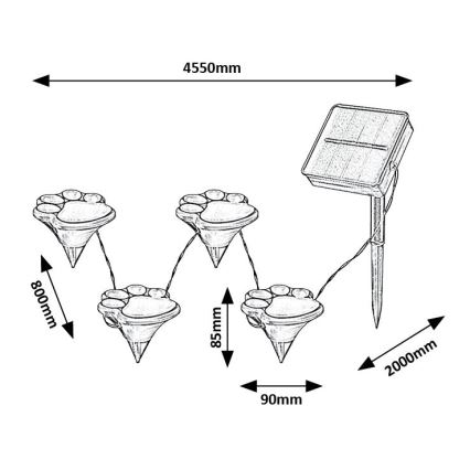 Rabalux - LED solarna svetiljka 4xLED/0,06W/1,2V IP44 600 mAh