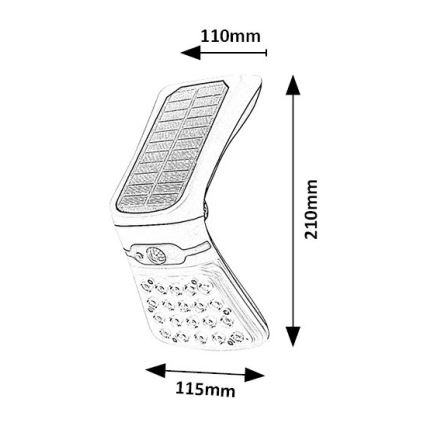 Rabalux - LED prigušiva solarna svetiljka sa senzorom LED/4W/3,7V IP44 1800 mAh