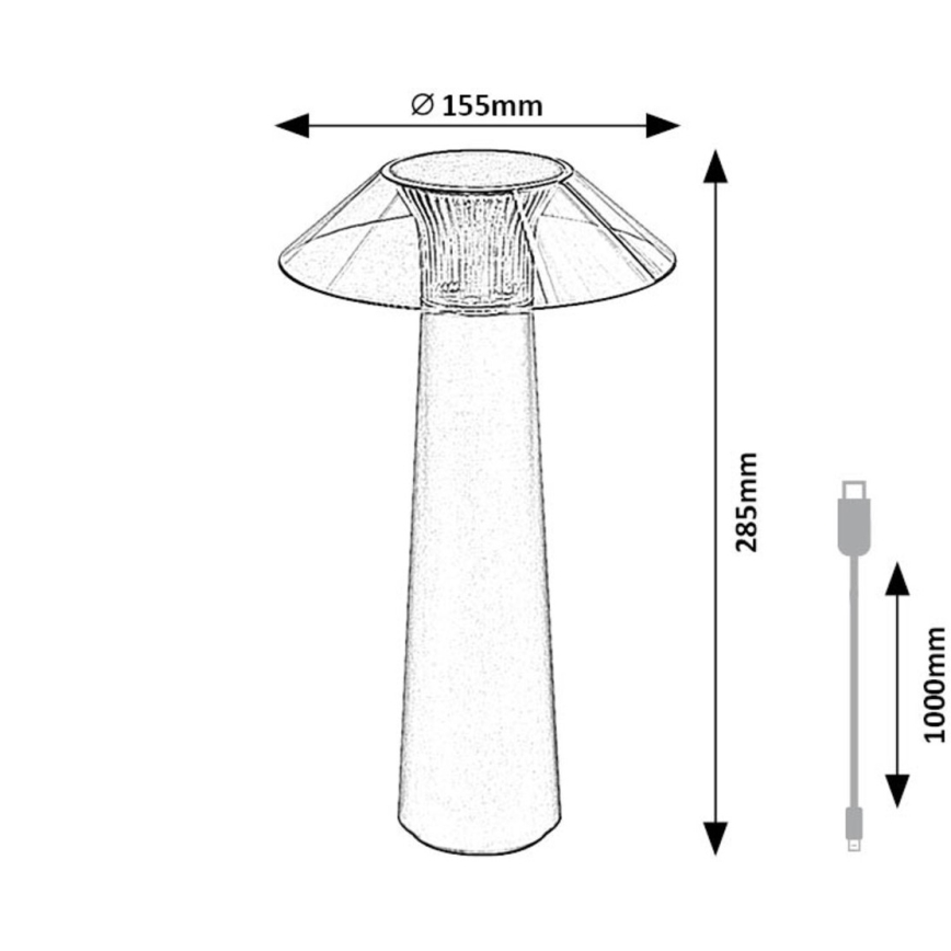 Rabalux - LED prigušiva dodirna punjiva stona lampa LED/5W/5V IP44 crna