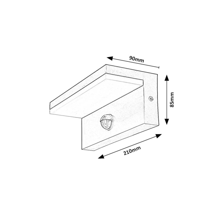 Rabalux - spoljno zidno LED svetlo sa senzorom LED/9W/230V 2700/4000/6500K IP54 crna