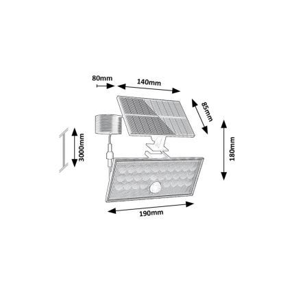 Rabalux - LED solarni reflektor sa senzorom LED/8W/3,7V 1800mAh IP65 + daljinsko upravljanje