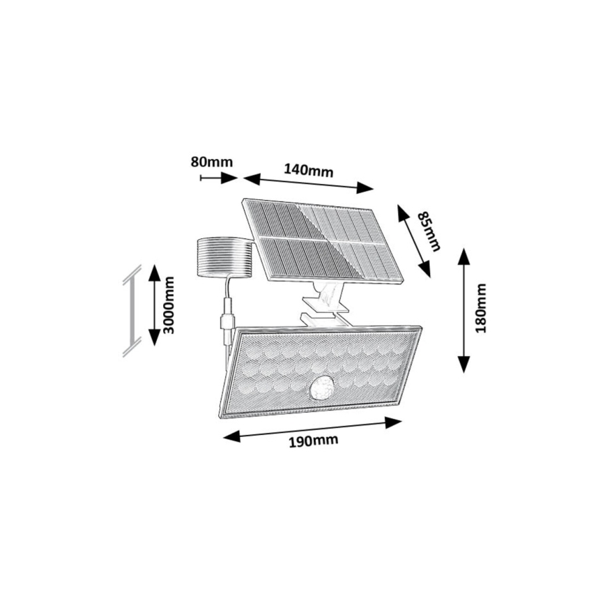 Rabalux - LED solarni reflektor sa senzorom LED/8W/3,7V 1800mAh IP65 + daljinsko upravljanje