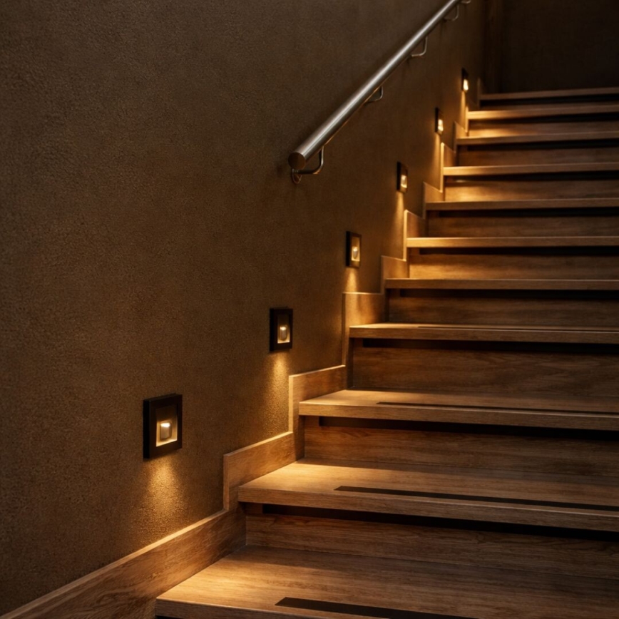 Rabalux - LED svetiljka za stepenište sa senzorom pokreta i sumraka LED/1W/230V 3000/4500/6500K crna